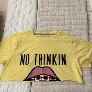 European Yellow Graphic Crop Top